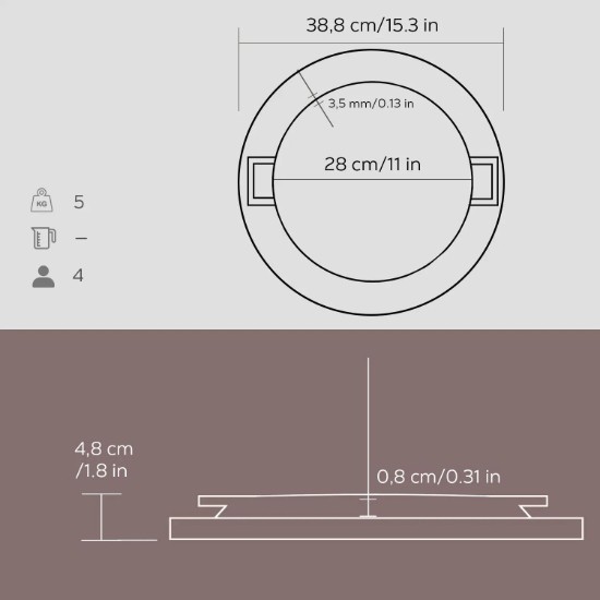 Grill fonta, 28 cm, cu suport - LAVA