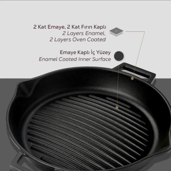 Tigaie grill concava, fonta, 30 cm - LAVA