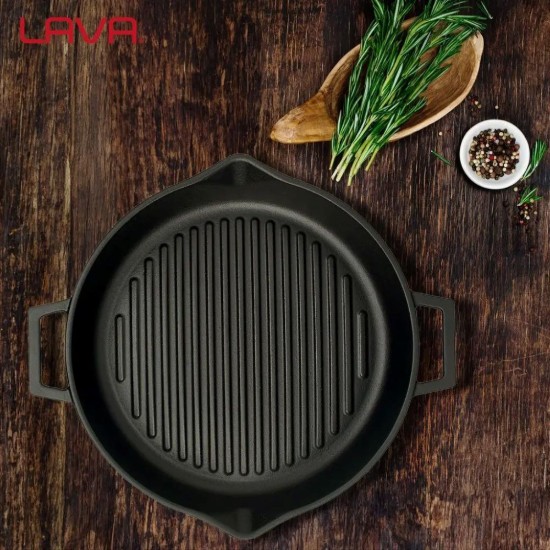 Tigaie grill concava, fonta, 30 cm - LAVA
