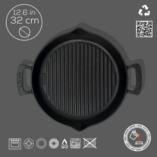 Tigaie grill, fonta, 32cm/3,3L - LAVA