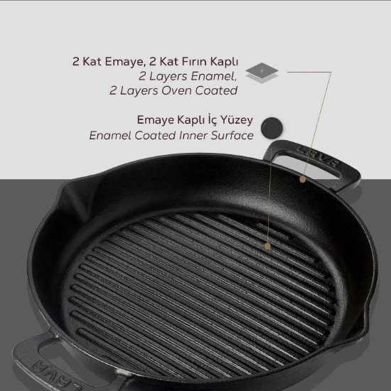 Tigaie grill, fonta, 32cm/3,3L - LAVA