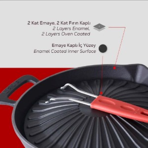 Tigaie grill, fonta, 32 cm - LAVA