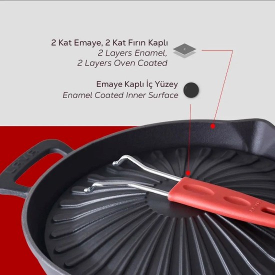 Tigaie grill, fonta, 32 cm - LAVA