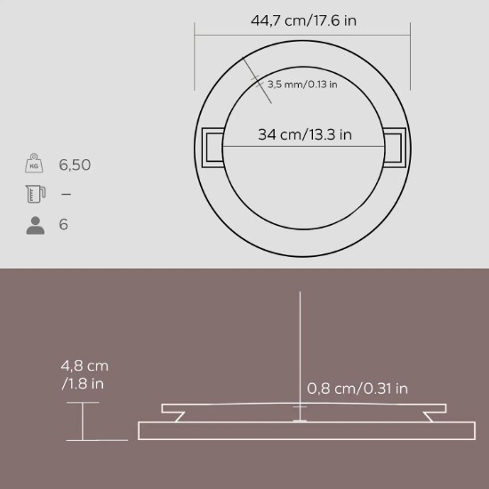 Grill fonta, 34cm, cu suport - LAVA