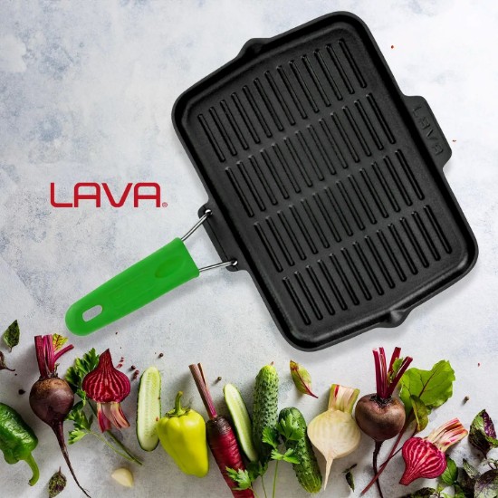 Tigaie grill, fonta, 30 x 21 cm, maner Verde - LAVA