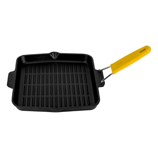 Tigaie grill patrata, fonta, 24x24 cm, maner Galben - LAVA