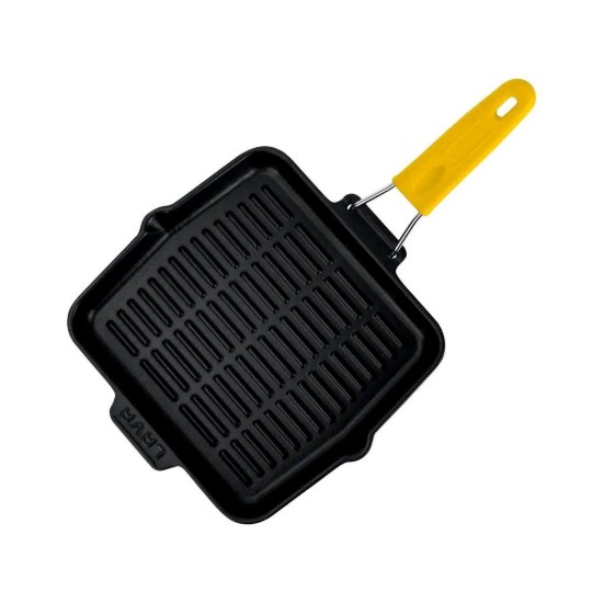 Tigaie grill patrata, fonta, 24x24 cm, maner Galben - LAVA