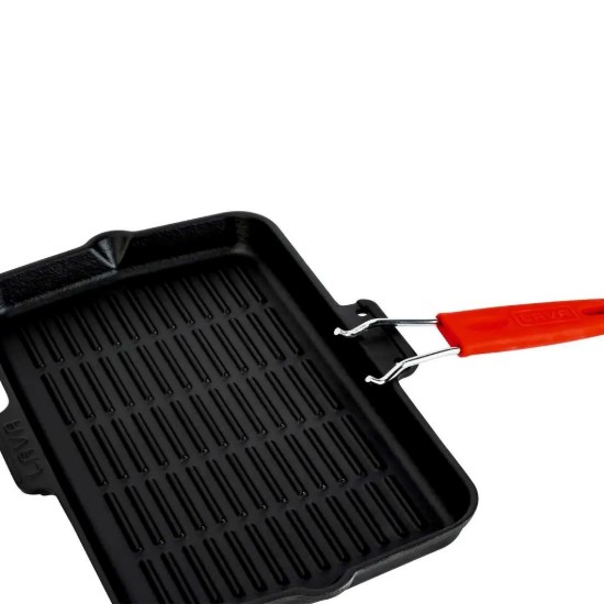 Tigaie grill, fonta, 36 x 21 cm, maner Rosu - LAVA