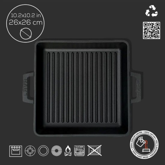 Tava grill, fonta, 26 x 26 cm - LAVA