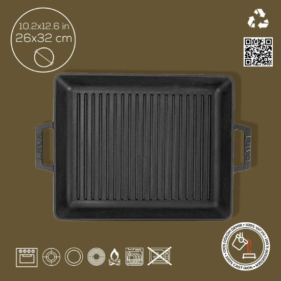 Tava grill, fonta, 32 x 26 cm - LAVA