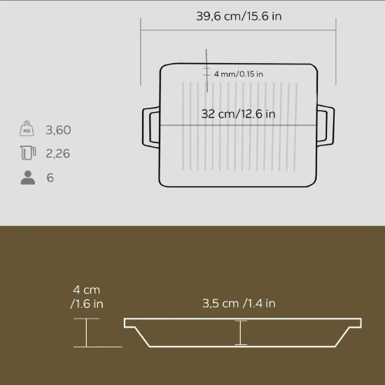 Tava grill, fonta, 26 x 32 cm - LAVA