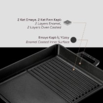 Tava grill, cu suprafata neteda, fonta, 26 x 32 cm - LAVA