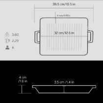 Tava grill, cu suprafata neteda, fonta, 32 x 26 cm - LAVA