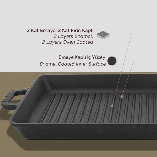 Tava grill, fonta, 45 x 26 cm - LAVA