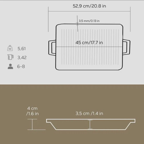 Tava grill, fonta, 45 x 26 cm - LAVA
