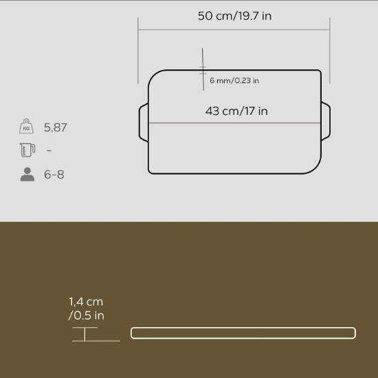 Grill fonta, 43 x 25 cm - LAVA