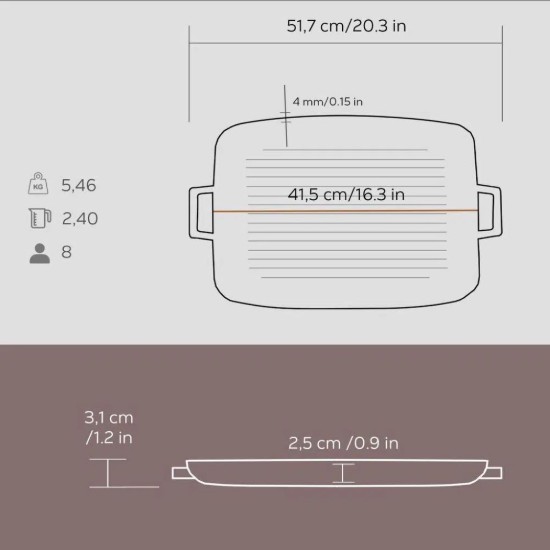 Tava grill fonta, 41,5 x 30 cm - LAVA