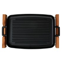 Grill fonta, 41,5 x 30 cm, cu suport din lemn - LAVA