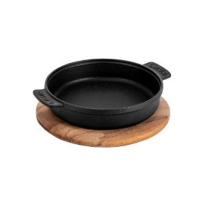 Cratita fonta, 17 cm, cu suport din lemn - LAVA