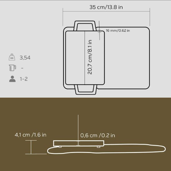 Grill fonta, 20,7 x 13,7 cm, cu suport dublu - LAVA