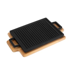Grill fonta, 20,7 x 13,7 cm, cu suport din lemn - LAVA