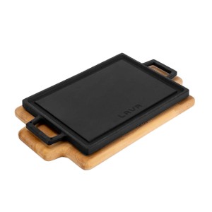 Grill fonta, 20,7 x 13,7 cm, cu suport din lemn - LAVA