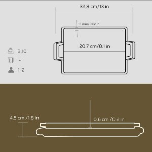 Grill fonta, 20,7 x 13,7 cm, cu suport din lemn - LAVA