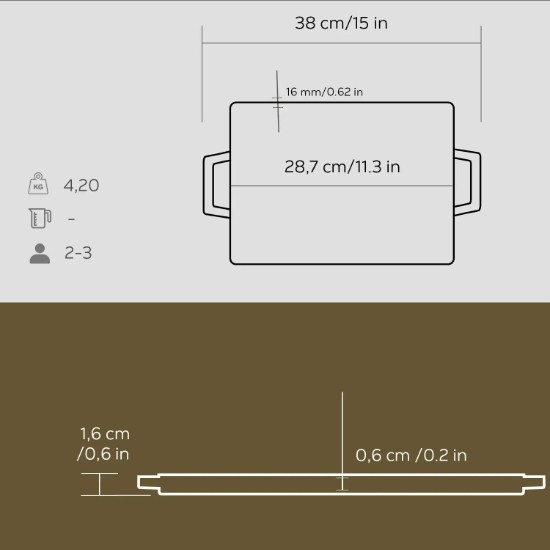 Grill fonta, 28,7 x 20,7 cm - LAVA