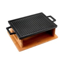 Grill fonta, 28,7 x 20,7 cm, cu suport din lemn - LAVA
