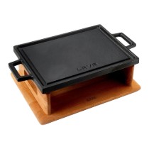 Grill fonta, 28,7 x 20,7 cm, cu suport din lemn - LAVA
