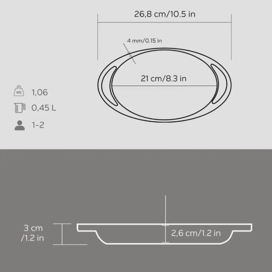 Tava ovala, fonta, 21 x 14 cm - LAVA