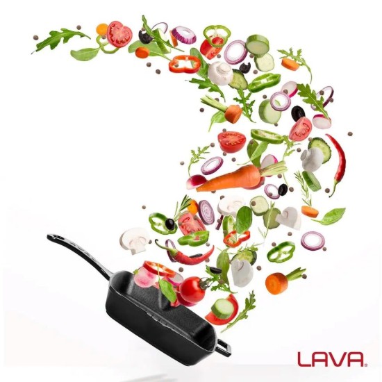 Tigaie grill patrata, fonta, 19,5 x 19,5 cm - LAVA