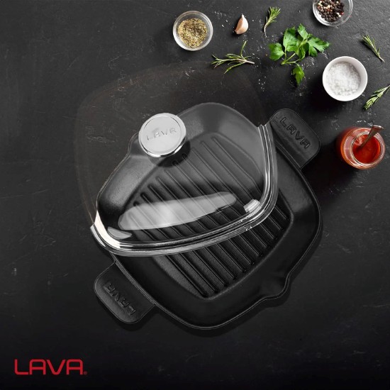 Tigaie grill, fonta, cu capac, 26 x 26 cm, "Glaze" - LAVA