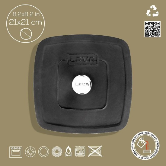 Presa patrata pentru grill, fonta, 20 cm - LAVA