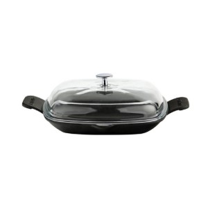 Tigaie fonta, cu capac, 26 x 26 cm, "Glaze", Negru - LAVA