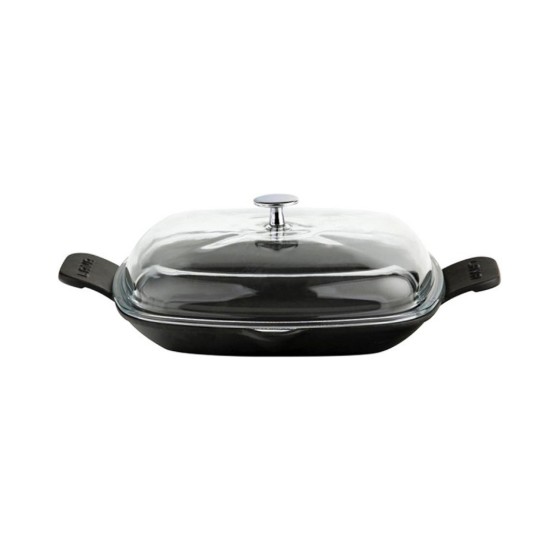 Tigaie fonta, cu capac, 26 x 26 cm, "Glaze", Negru - LAVA