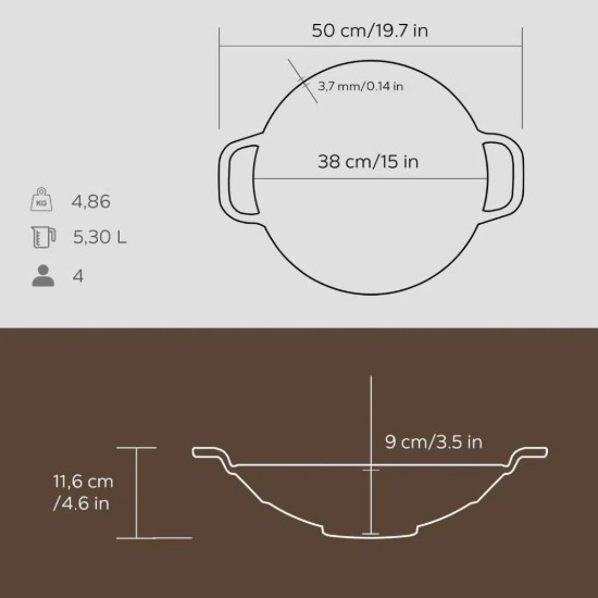 Tigaie wok, fonta, 38 cm - LAVA