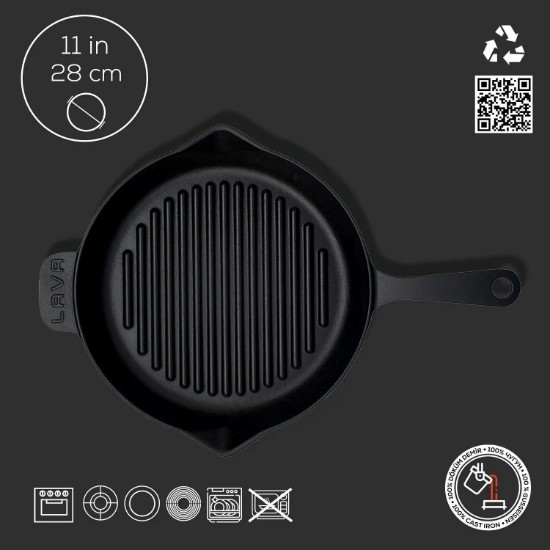 Tigaie grill, fonta, 28 cm - LAVA