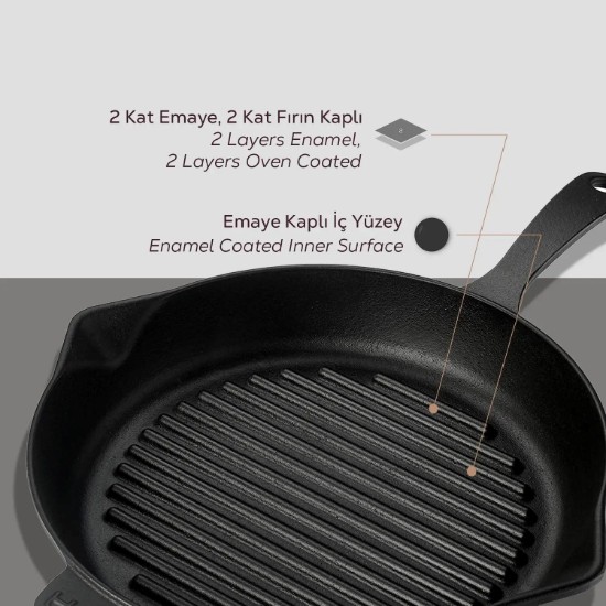 Tigaie grill, fonta, 28 cm - LAVA