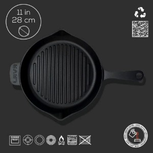 Tigaie grill, fonta, 28 cm, baza concava - LAVA