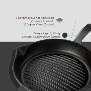 Tigaie grill, fonta, 28 cm, baza concava - LAVA