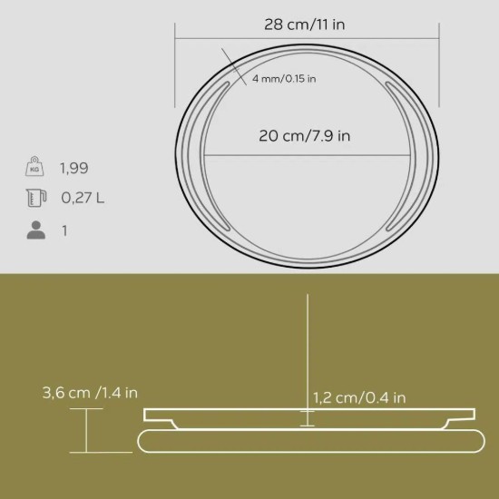 Tava pizza/clatite, cu suport din lemn, 20cm - LAVA