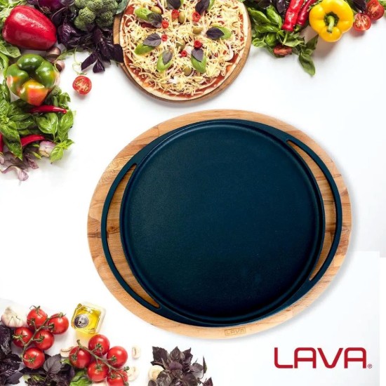 Tava pizza/clatite, cu suport din lemn, 20cm - LAVA