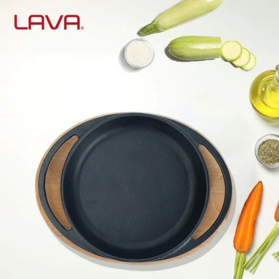 Tava fonta, 12 cm, cu suport din lemn - LAVA