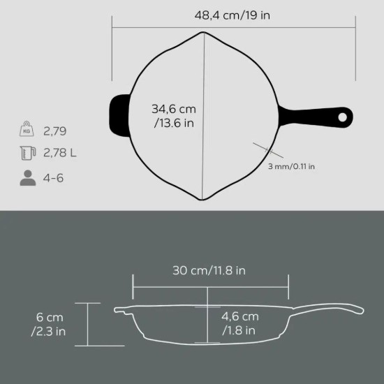 Tigaie fonta, 30 cm - LAVA