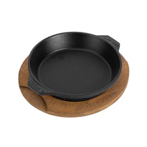 Tava fonta, 16 cm, cu suport din lemn - LAVA