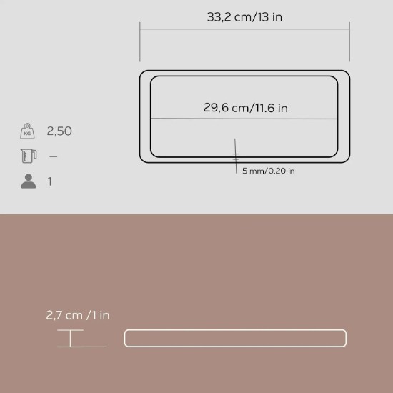 Platou servire fonta, 16 x 30 cm, cu suport din lemn - LAVA