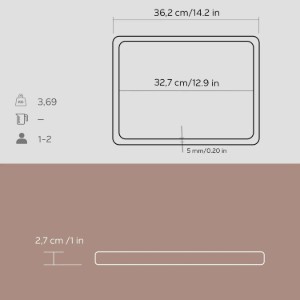Platou servire, fonta, 24 x 33 cm, cu suport din lemn - LAVA