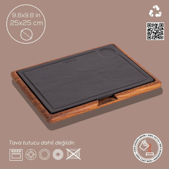 Platou servire fonta, 25 x 25 cm - LAVA