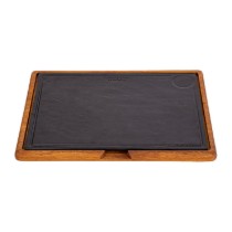 Platou servire fonta, 40 x 30 cm, cu suport din lemn - LAVA